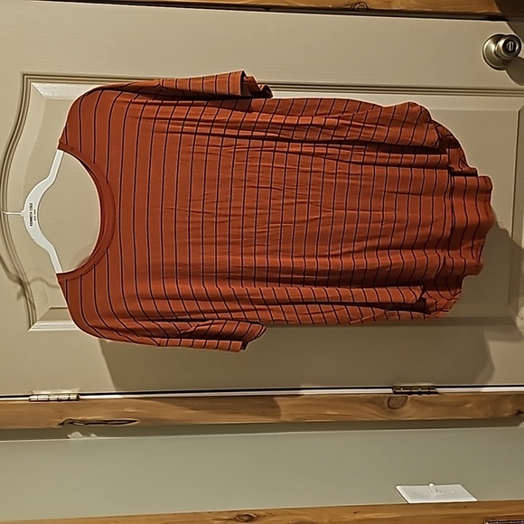 Time and Tru Tops - Time and Tru burnt orange and blue striped  shirt size large